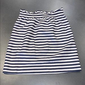 J. Crew navy and white striped sidewalk skirt
